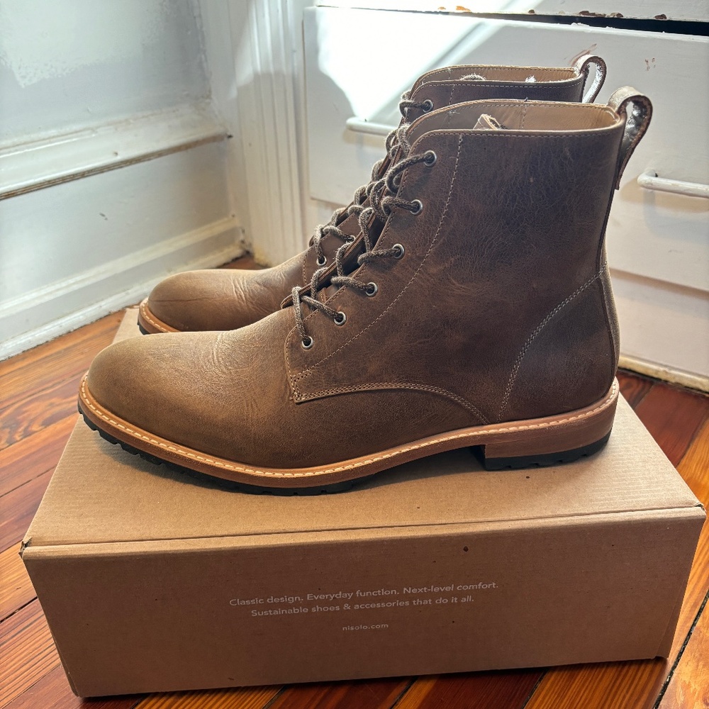 Nisolo Martin All Weather Boot 11.5 Men Tobacco Brown